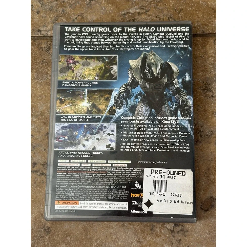 Halo Wars Microsoft Xbox 360 2009 Complete with Manual Small On Disc